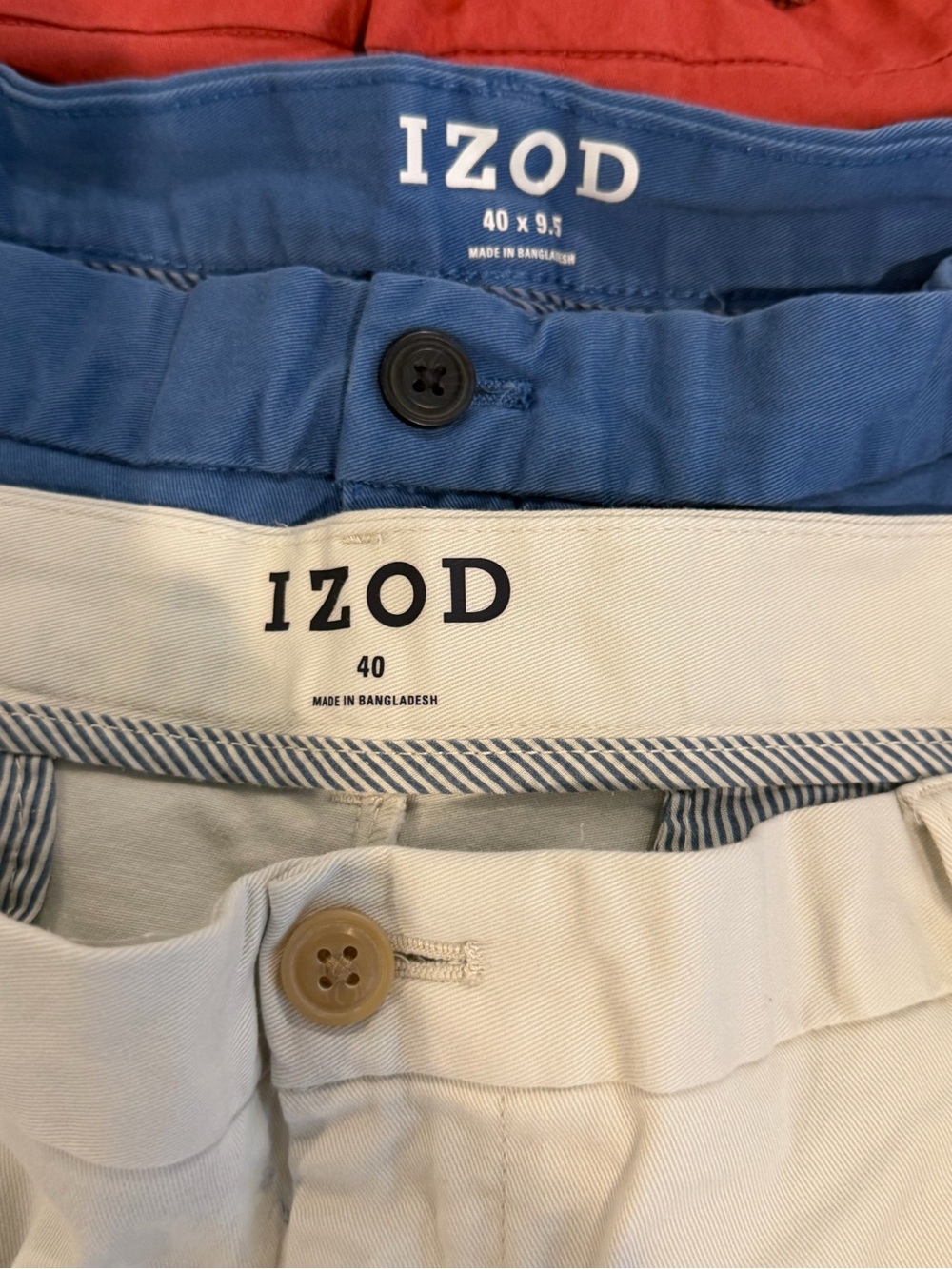 Izod Chino Shorts Stack — Yellow, Red, Blue, White - Picture 4 of 8